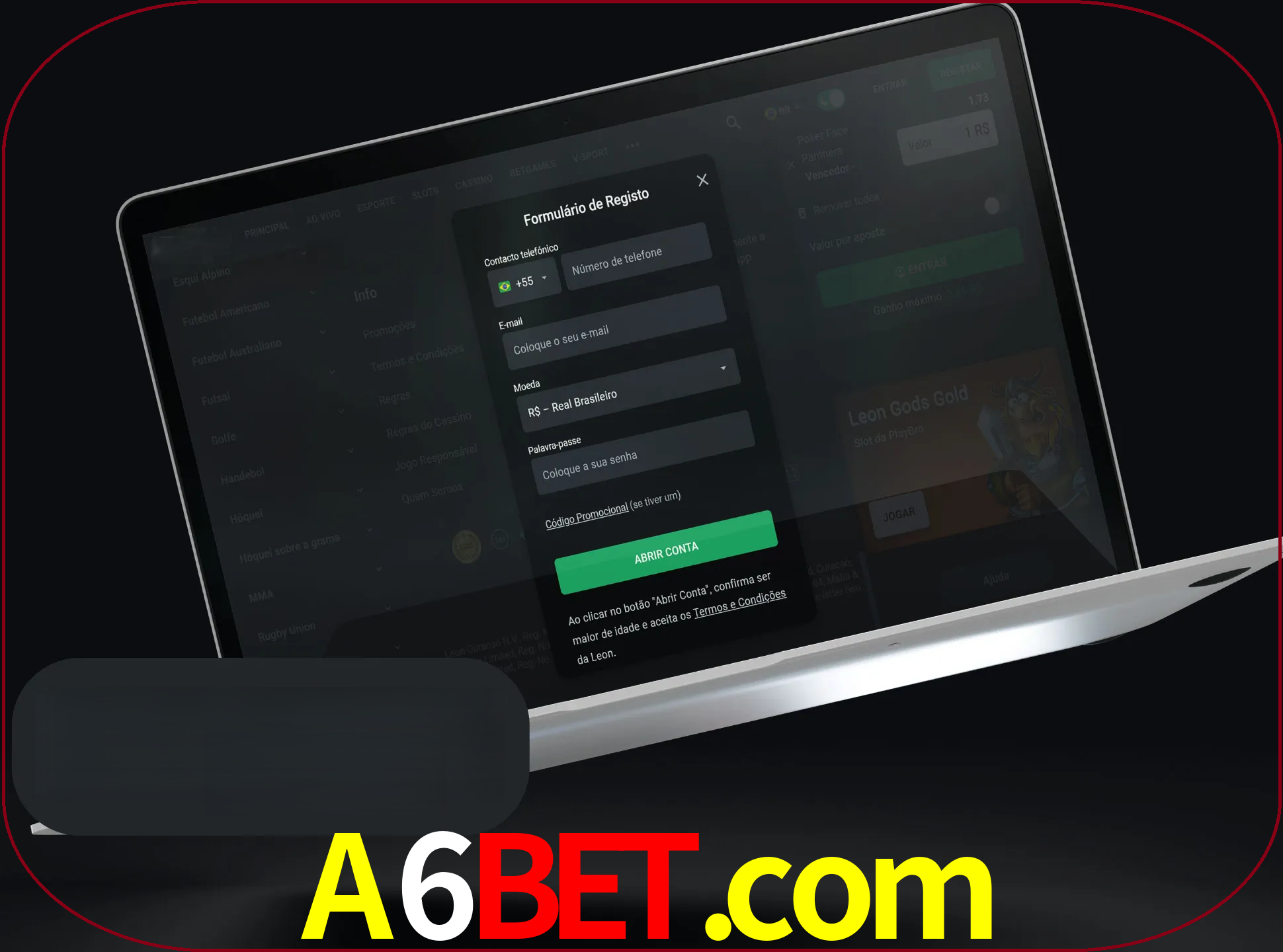 Abra o site da LeonBet e crie sua própria conta.