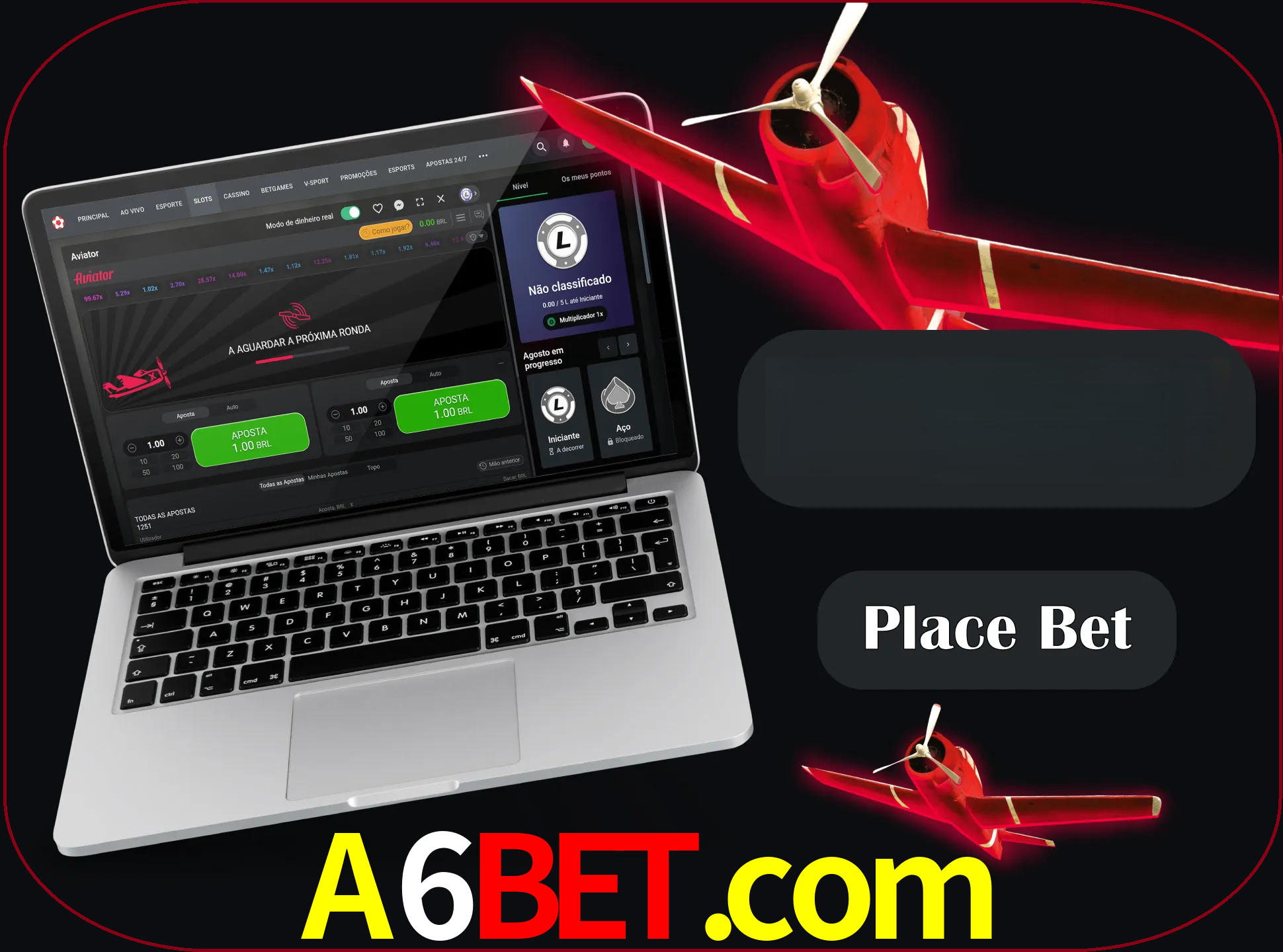 Especifique a quantia de dinheiro e faça uma aposta.