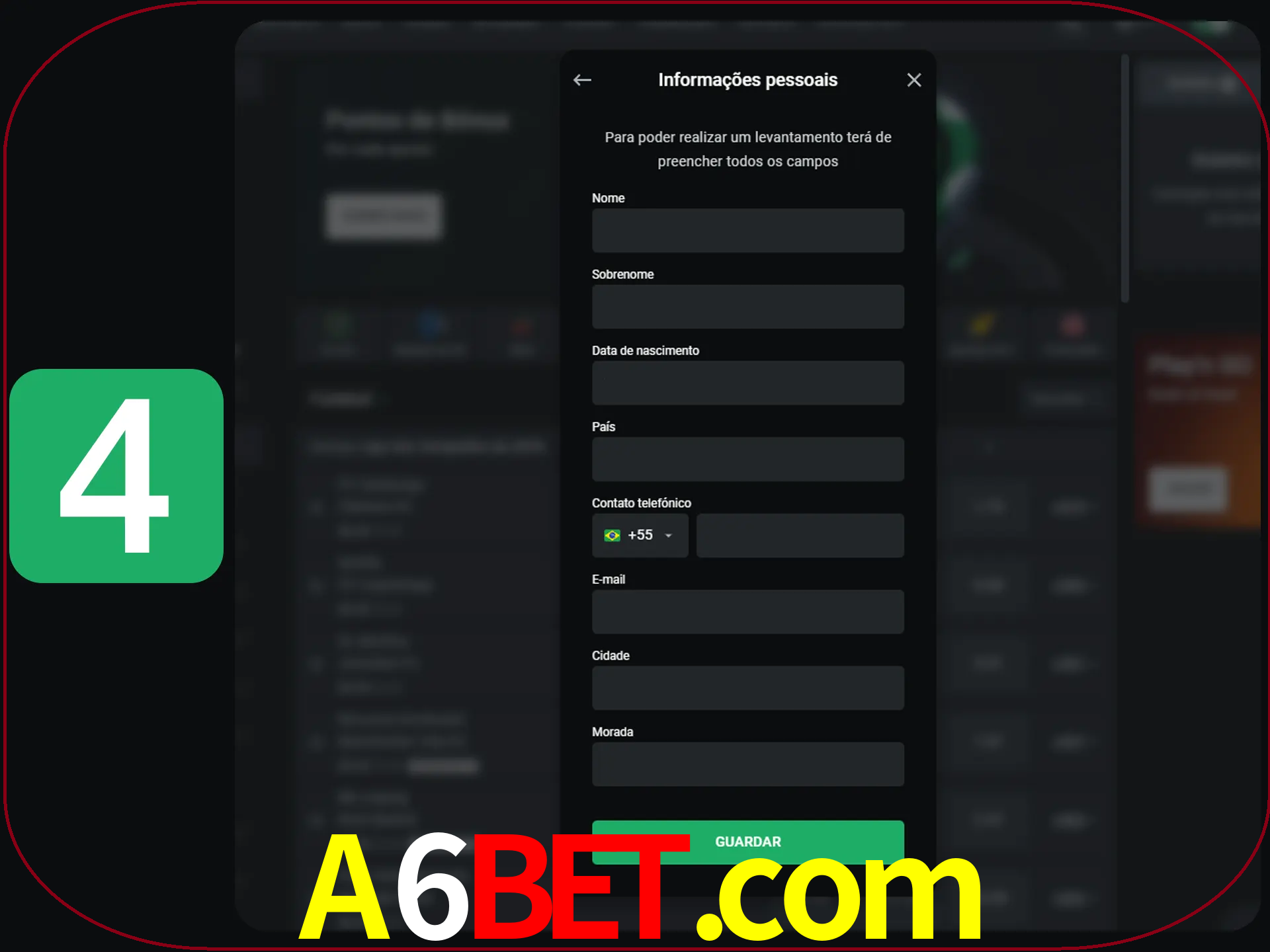 Preencha todos os campos no formulário de registro.